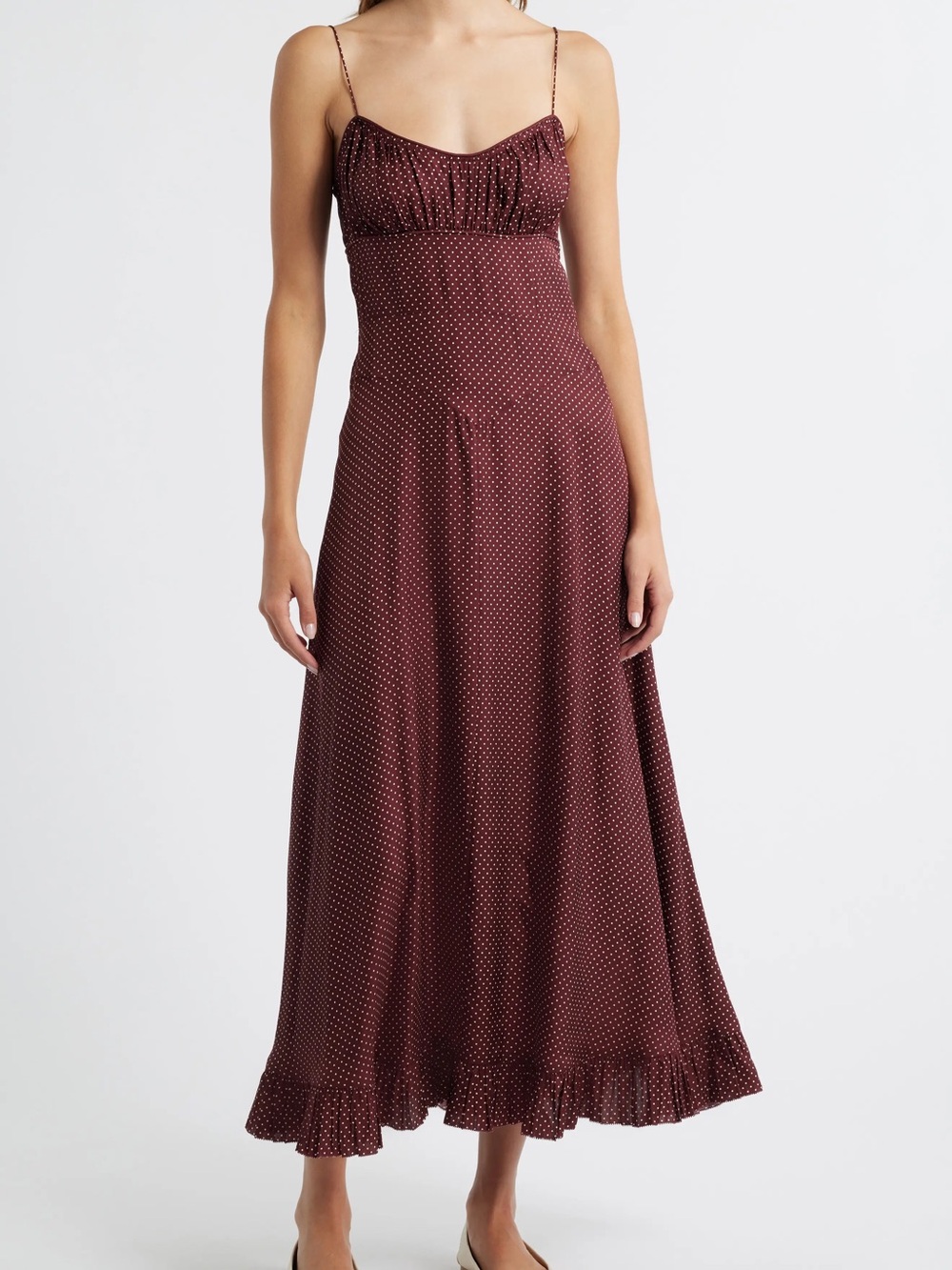 Doen NWT Rosaria Dot Sleeveless Silk Blend Maxi Dress